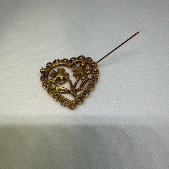 Two Heart Brooches Gold & Silver Tones, with Faux Pearls & Pink Rhinestones. - Picture 7 of 10